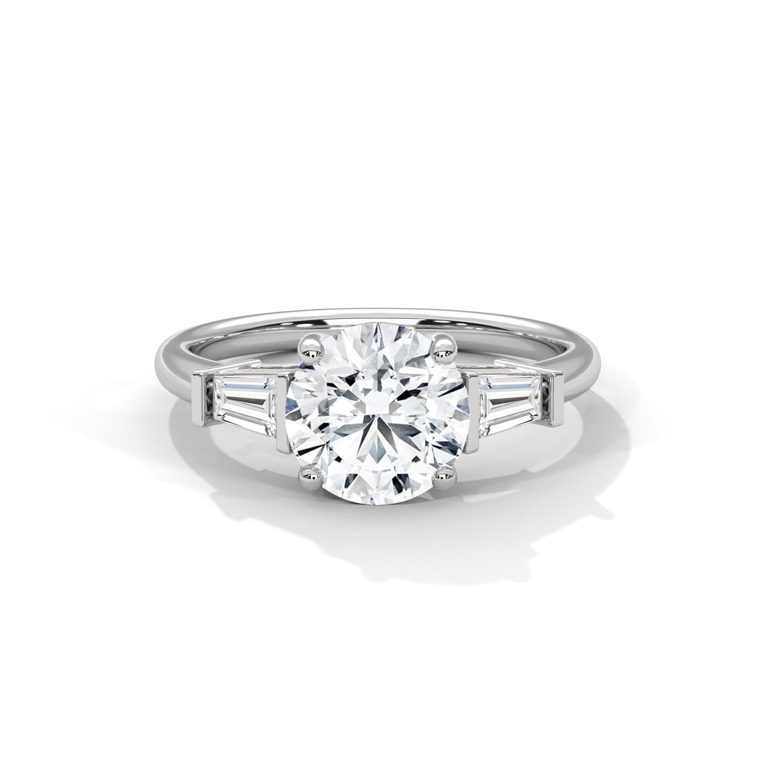 2.50 CT Round And Baguette Cut Solitaire Diamond Ring
