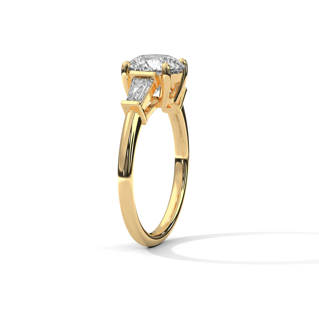 2.50 CT Round And Baguette Cut Solitaire Diamond Ring