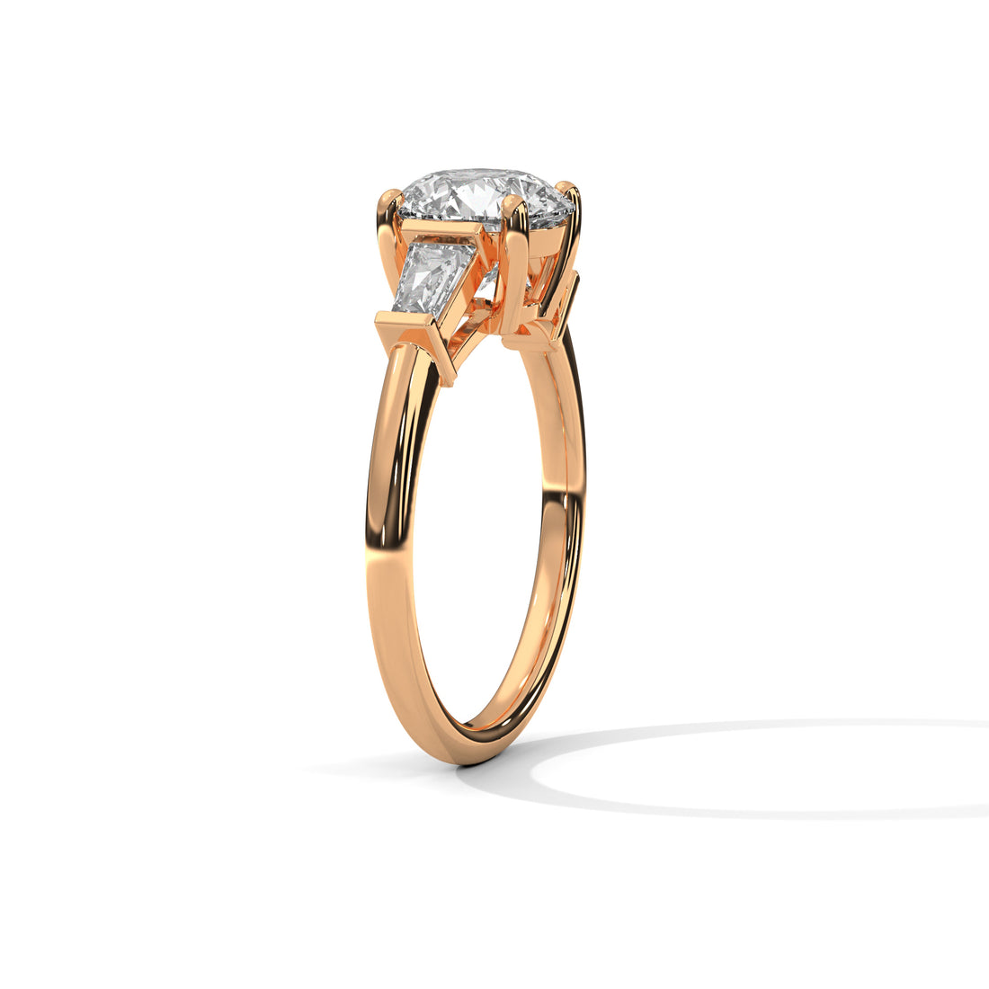 2.50 CT Round And Baguette Cut Solitaire Diamond Ring