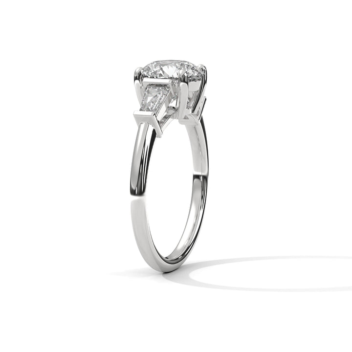 2.50 CT Round And Baguette Cut Solitaire Diamond Ring