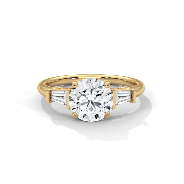 2.50 CT Round And Baguette Cut Solitaire Diamond Ring