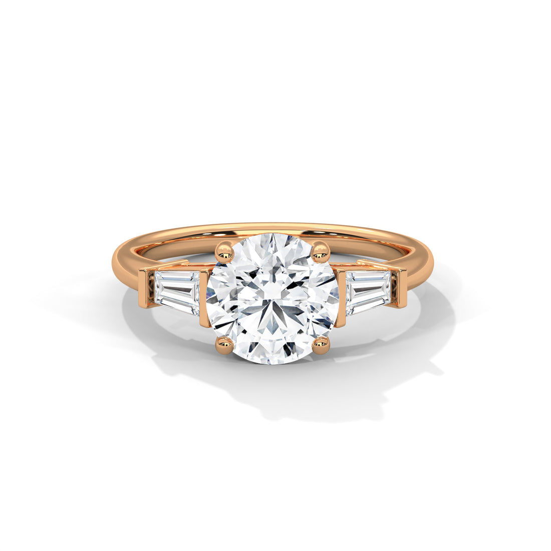 2.50 CT Round And Baguette Cut Solitaire Diamond Ring