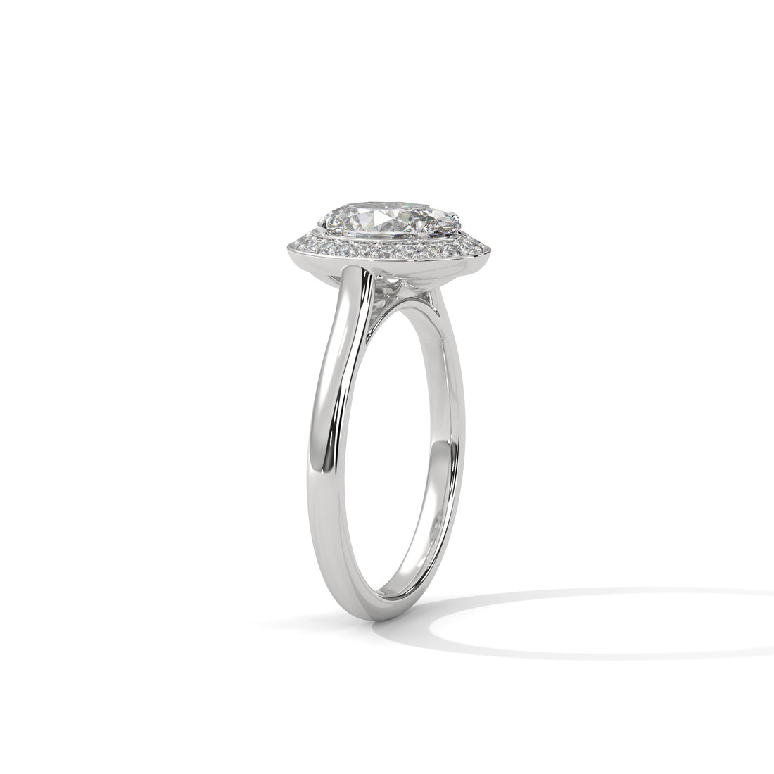 2.18 CT Oval Cut Halo Solitaire Engagement Ring
