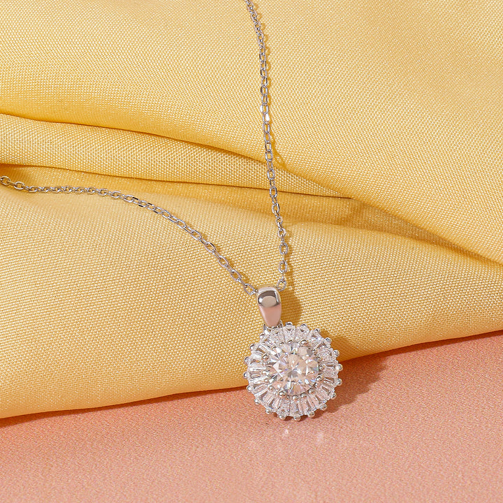 1CT Moissanite Diamond Wedding Pendant for Woman 925 Sterling Silver With Chain
