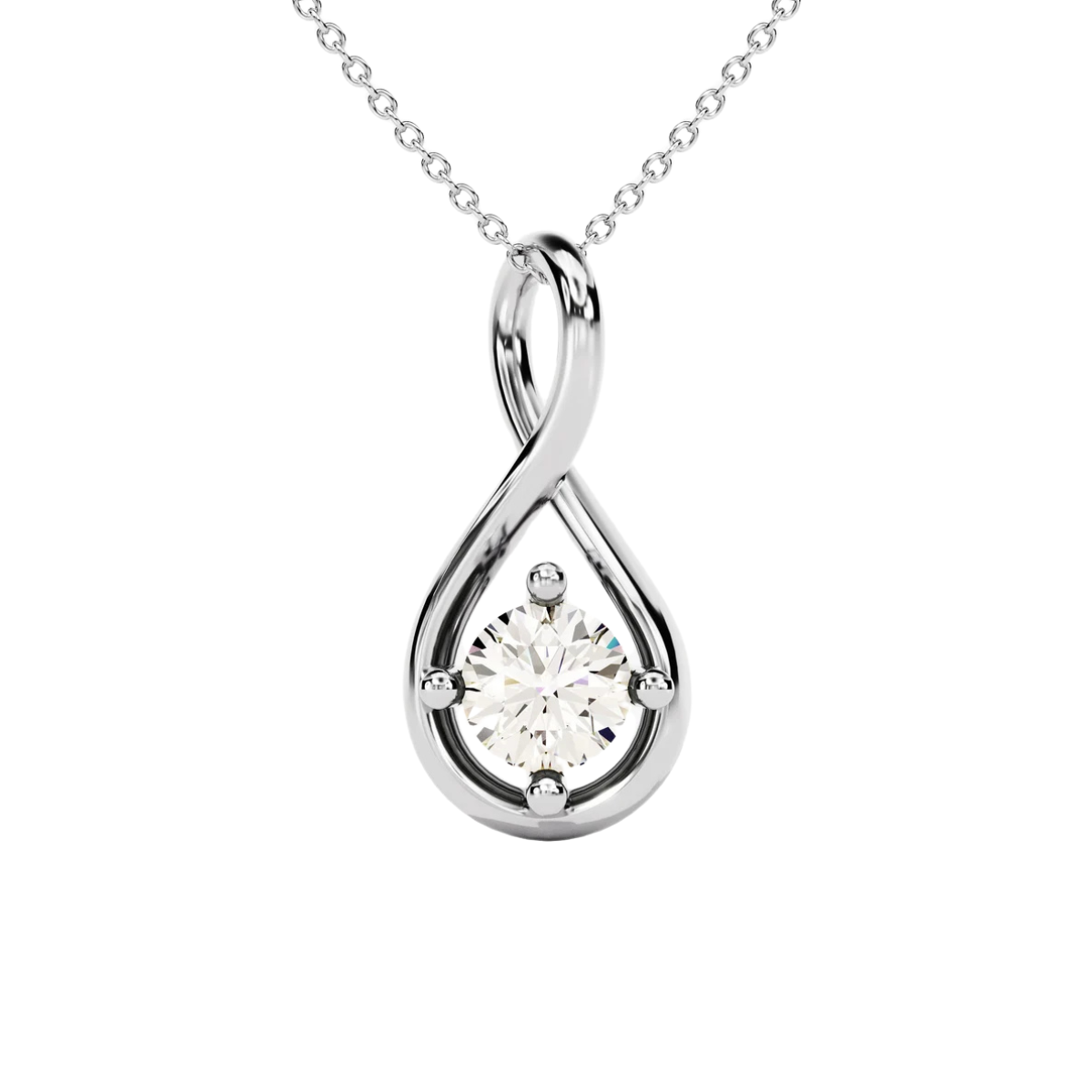 Round Moissanite Solitaire Infinity Pendant - 1 CARAT in 14K Yellow Gold Plated