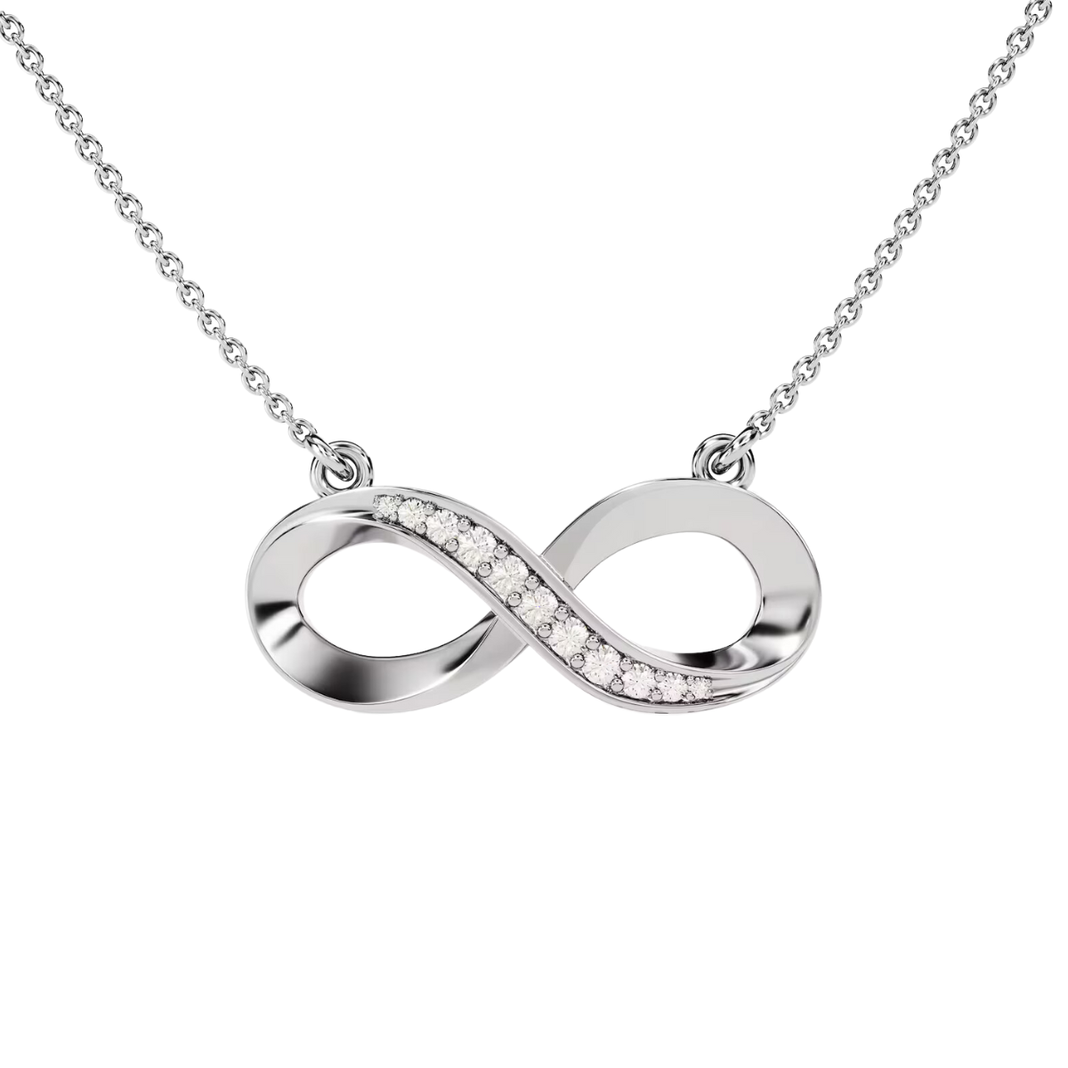 Round Moissanite Elegant Infinity Pendant - 0.11 CARAT in 14K Yellow Gold Plated