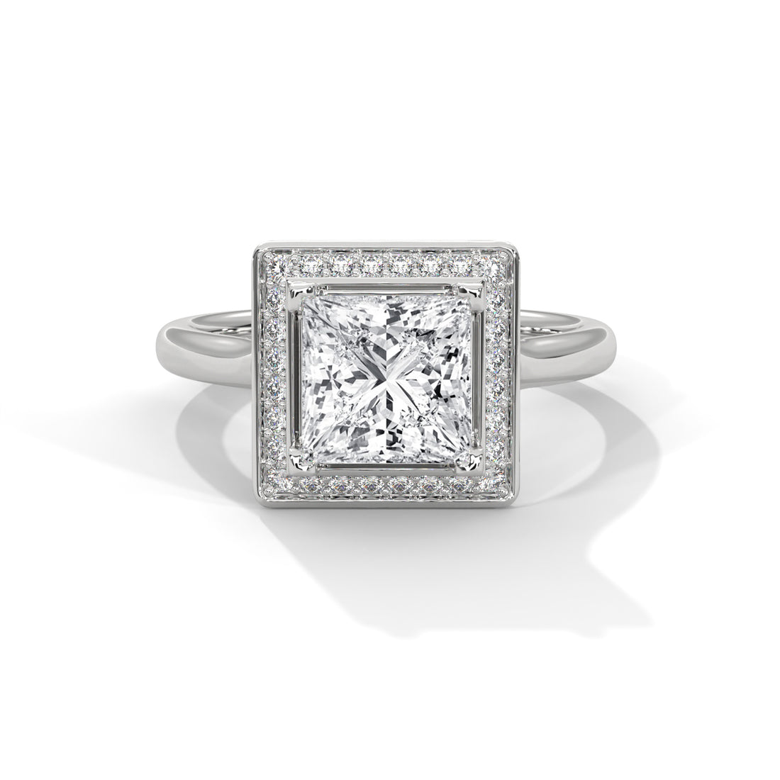 1.18 CT Princess Cut Halo Solitaire Diamond Ring