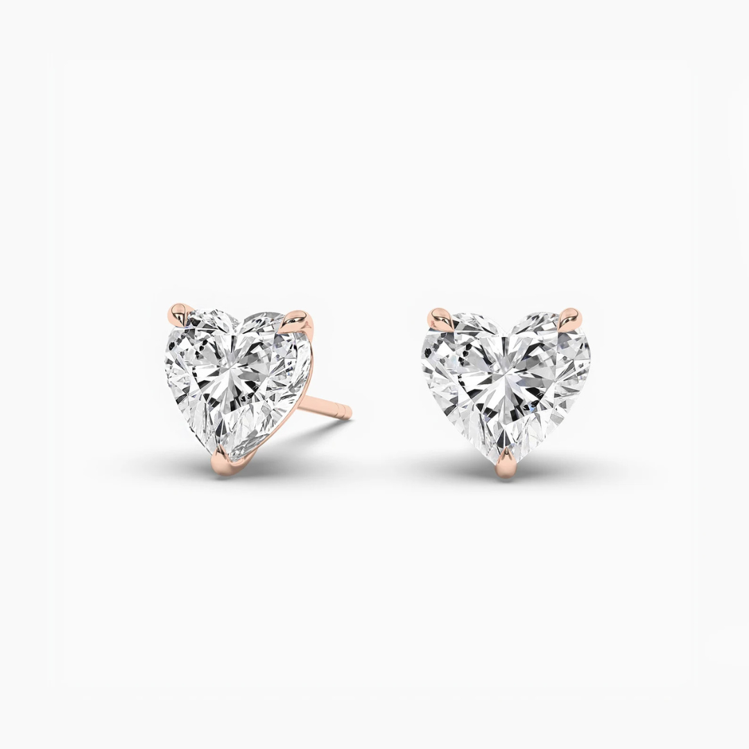 2 Carat Heart Cut Solitaire Moissanite Stud Earrings in 14K Gold Plated