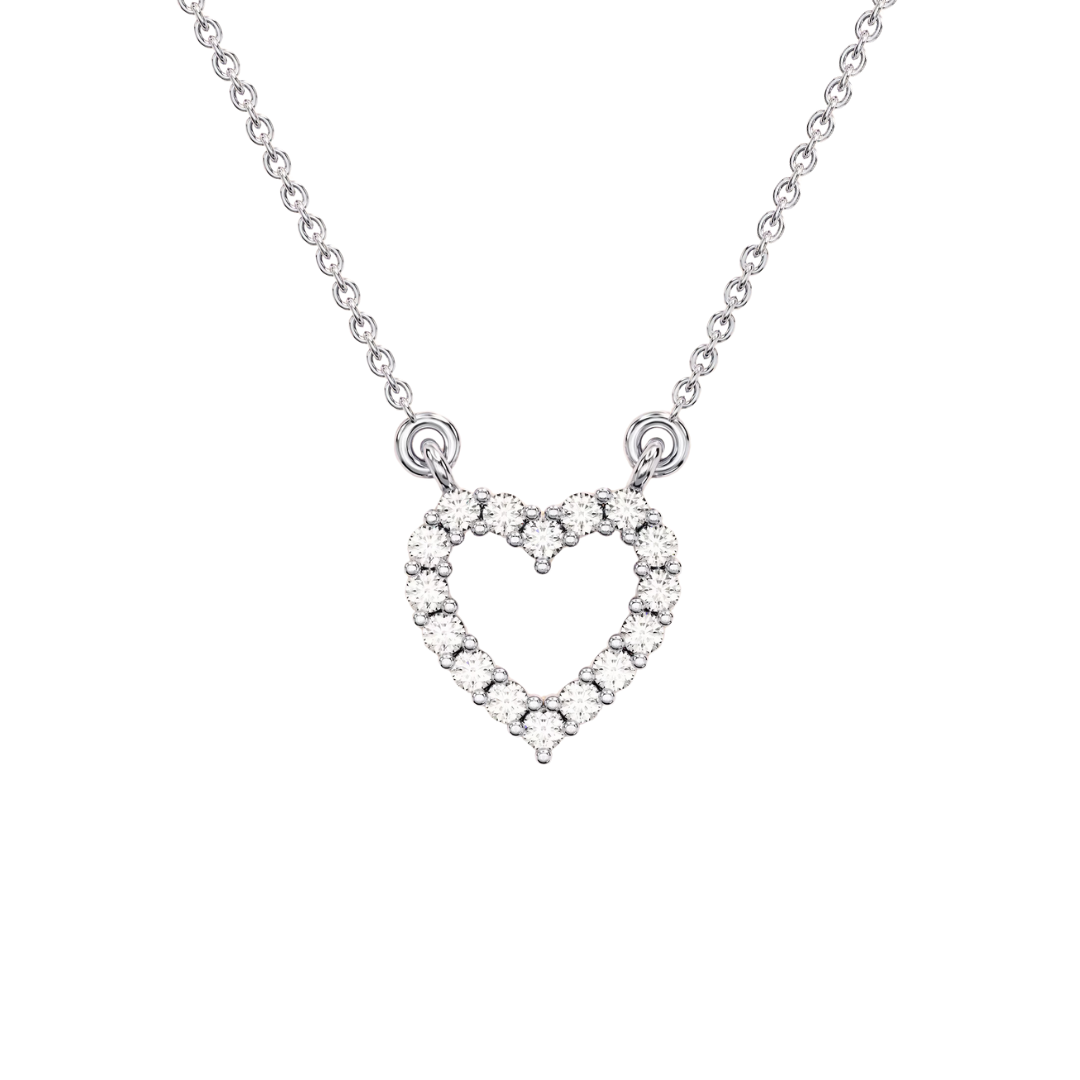 14k Plated Gold Moissanite Heart Necklace for Valentine Gifts