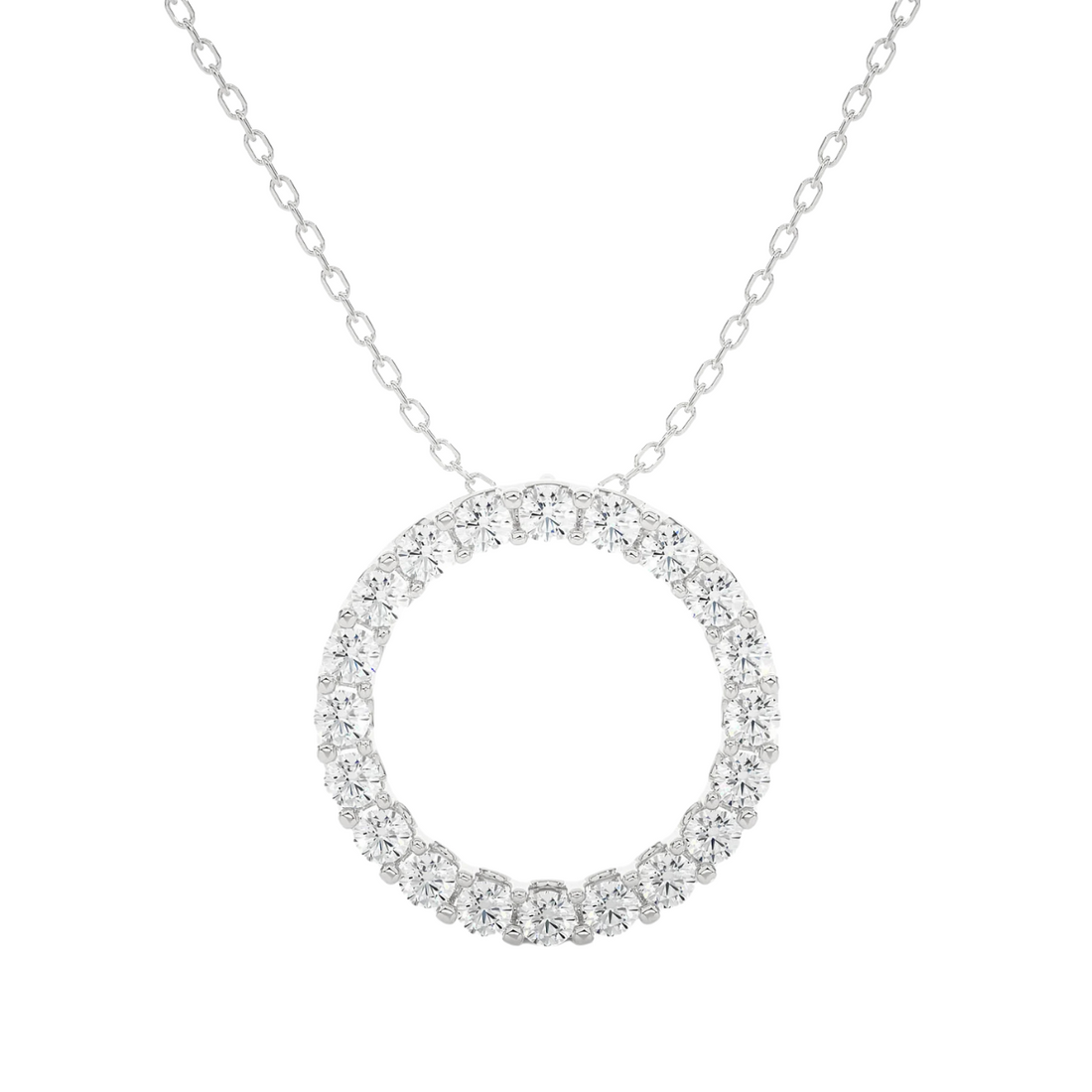 Round Moissanite Delicate Circle Pendant - 1.64 CARAT in 14K Yellow Gold Plated