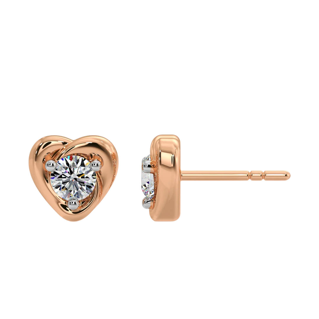 Tiny Heart Solitaire Earrings in 14k Gold Plated