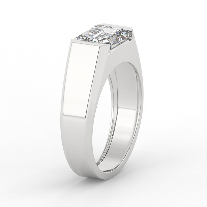 2.5 CT Emerald Cut Moissanite Signet Men Ring in 925 Sterling Silver with Gold Vermeil