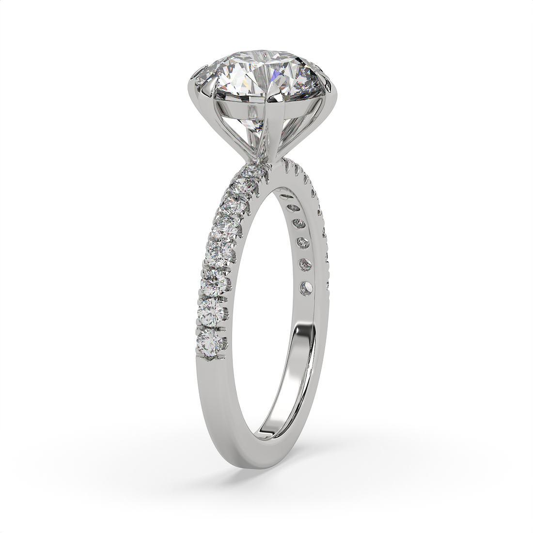 3 CT Round Cut Moissanite Solitaire Engagement Ring with Side Accents 14K Gold Vermeil