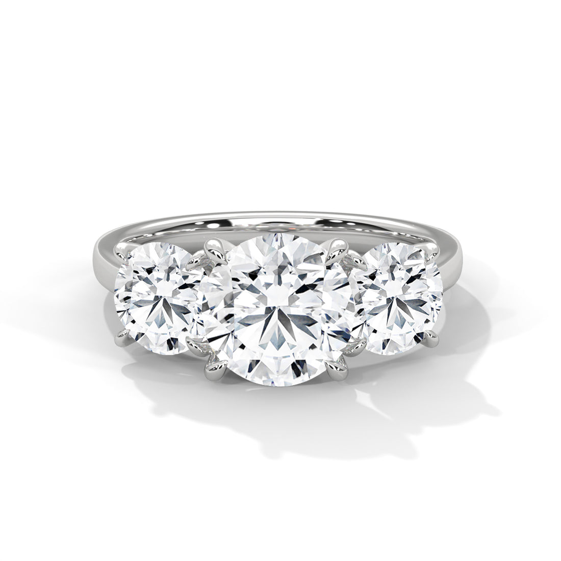 3.68 CT Three Stone Round Cut Engagement Diamond Ring