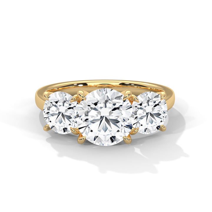 3.68 CT Three Stone Round Cut Engagement Diamond Ring
