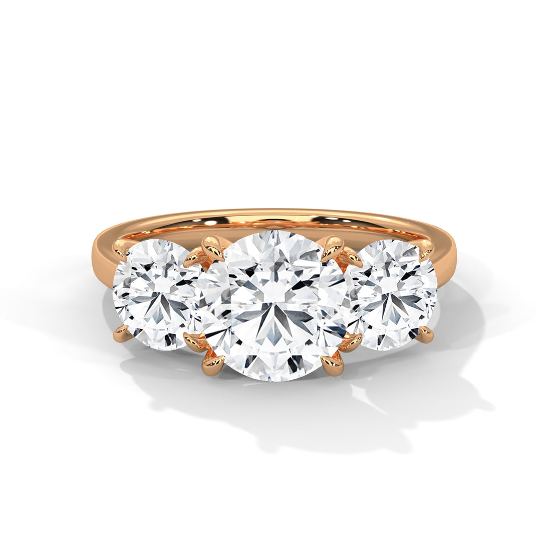 3.68 CT Three Stone Round Cut Engagement Diamond Ring
