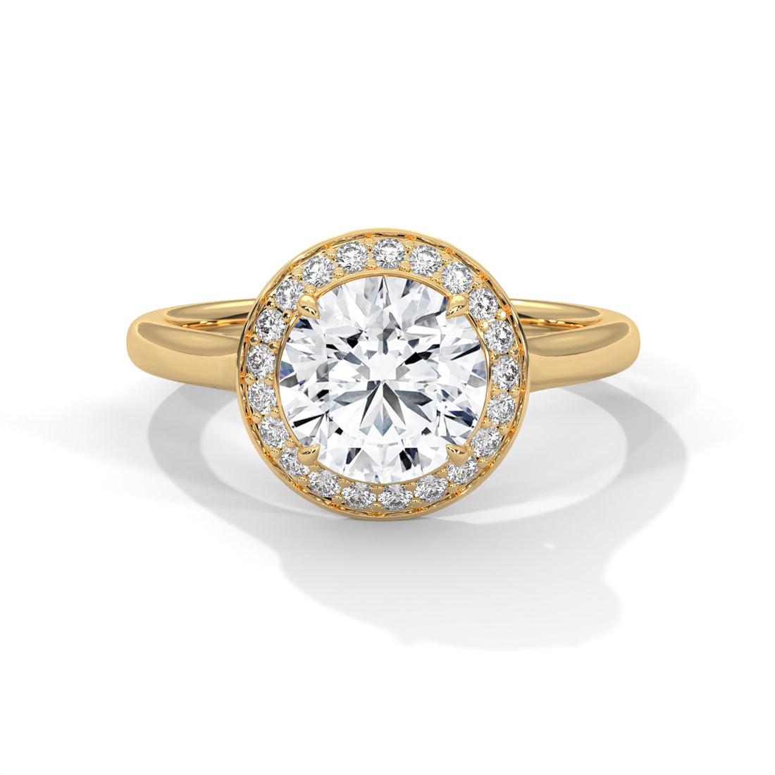1.96 CT Round Cut Halo Solitaire Diamond Ring