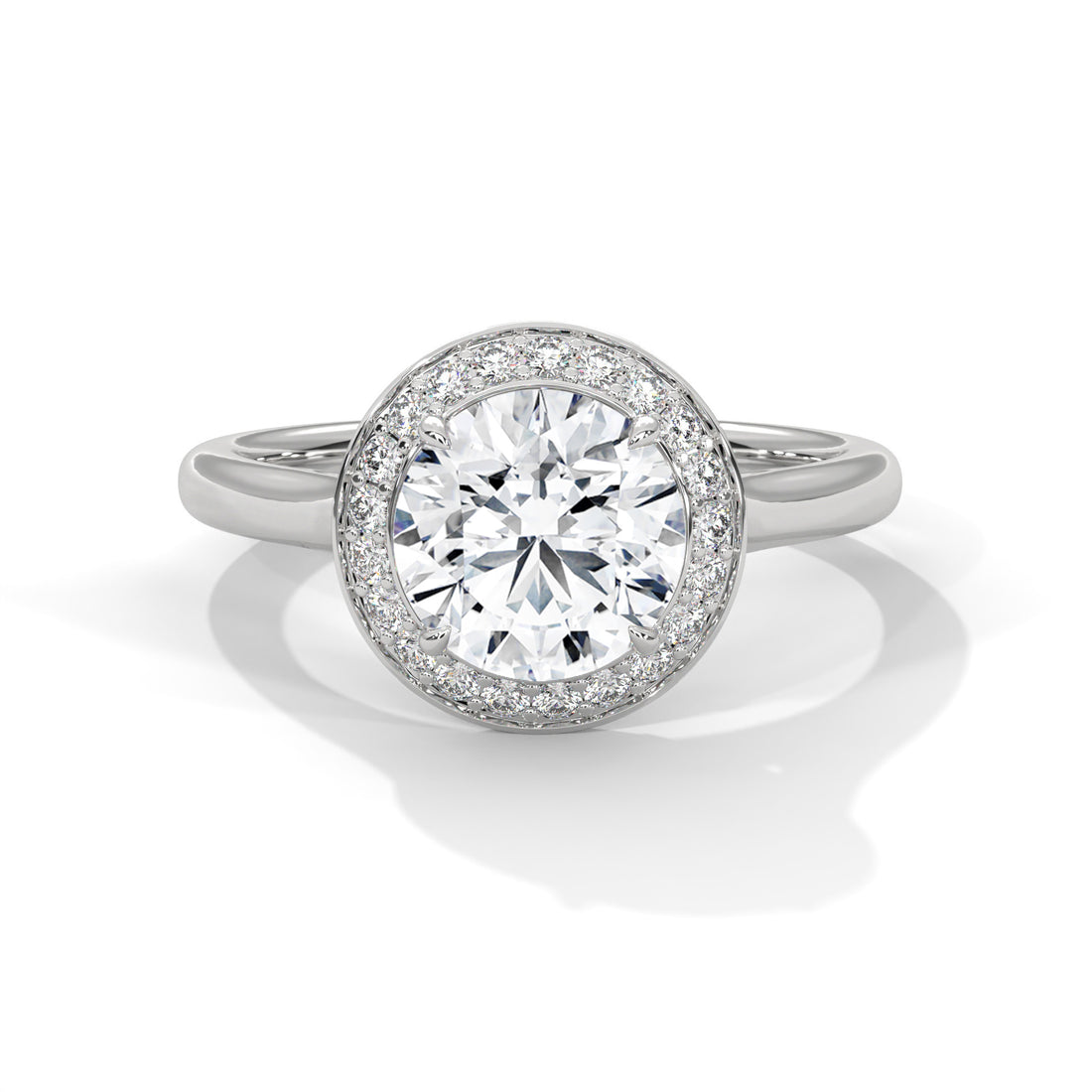 1.96 CT Round Cut Halo Solitaire Diamond Ring