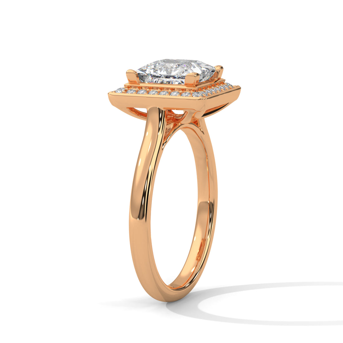 1.18 CT Princess Cut Halo Solitaire Diamond Ring