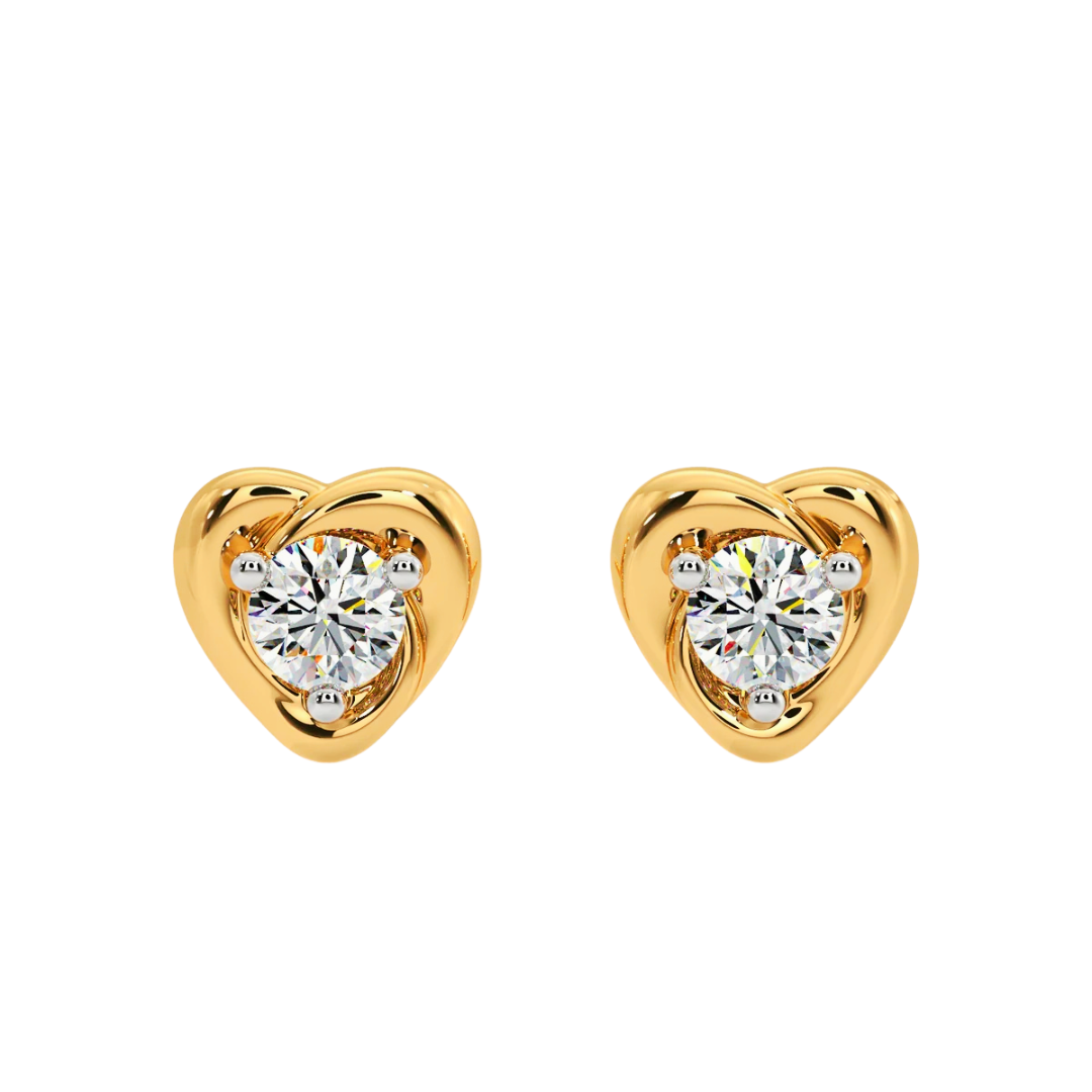 Tiny Heart Solitaire Earrings in 14k Gold Plated