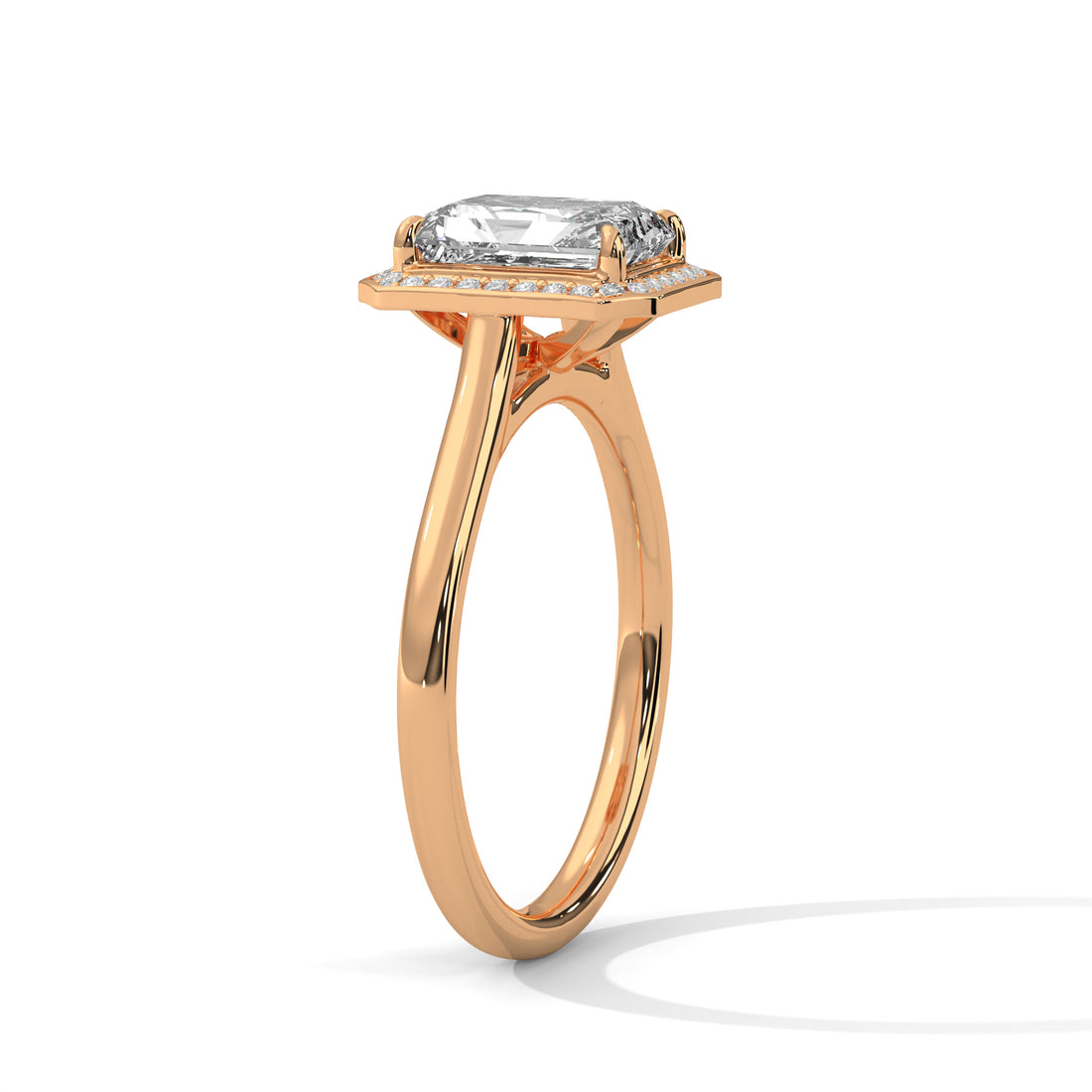 1.90 CT Emerald Cut Halo Solitaire Diamond Ring
