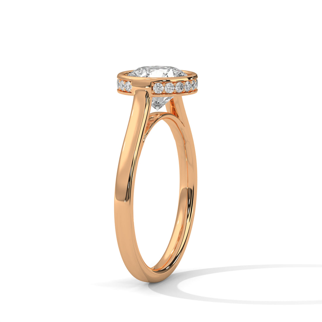2.14 CT Round Cut with Bezel Setting Solitaire Diamond Ring