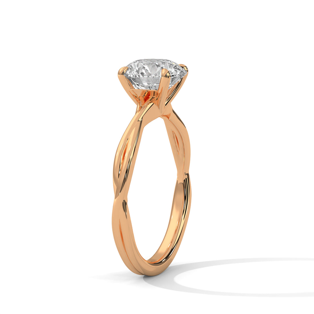 2 CT Round Cut Four Prongs Swirl Solitaire Diamond Ring