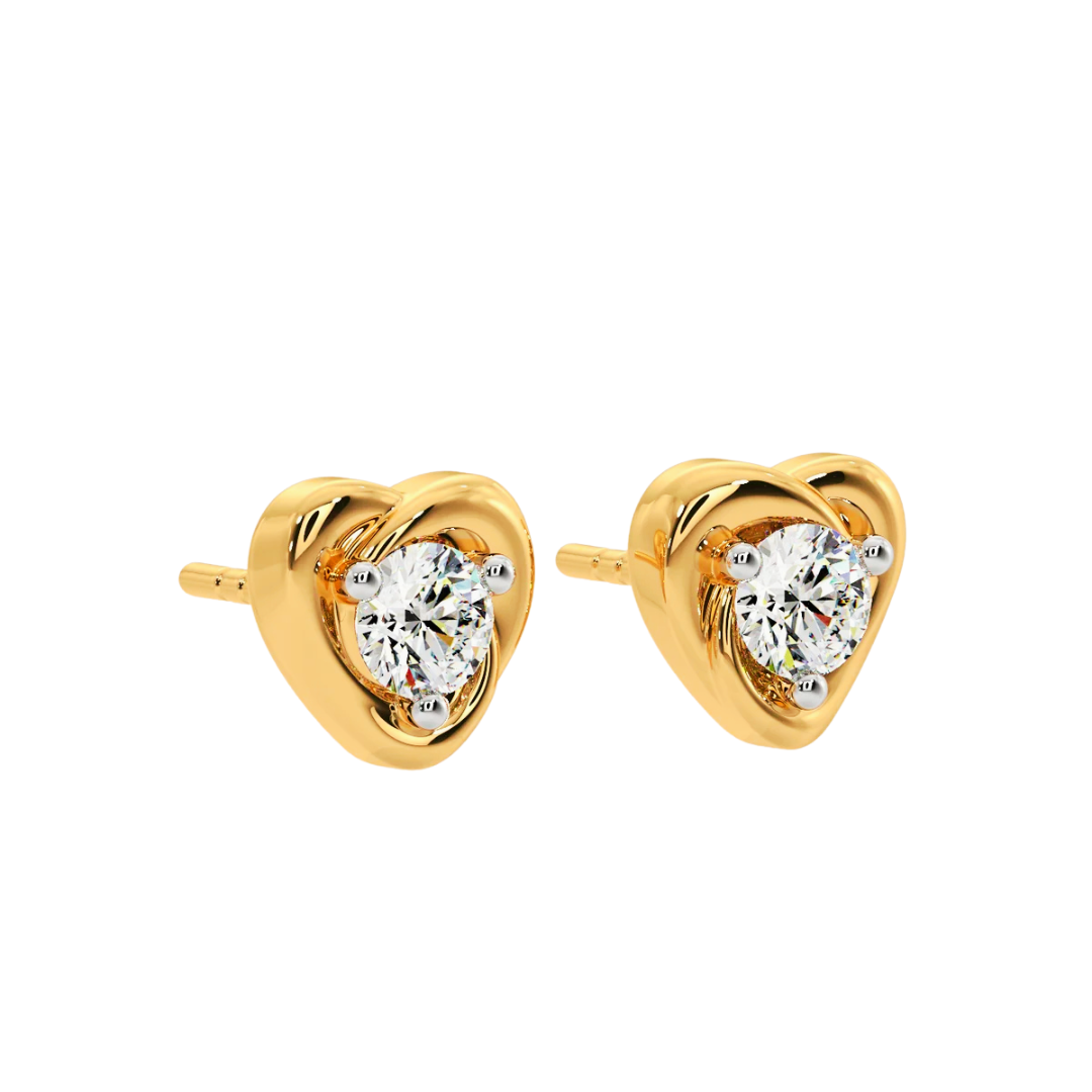 Tiny Heart Solitaire Earrings in 14k Gold Plated