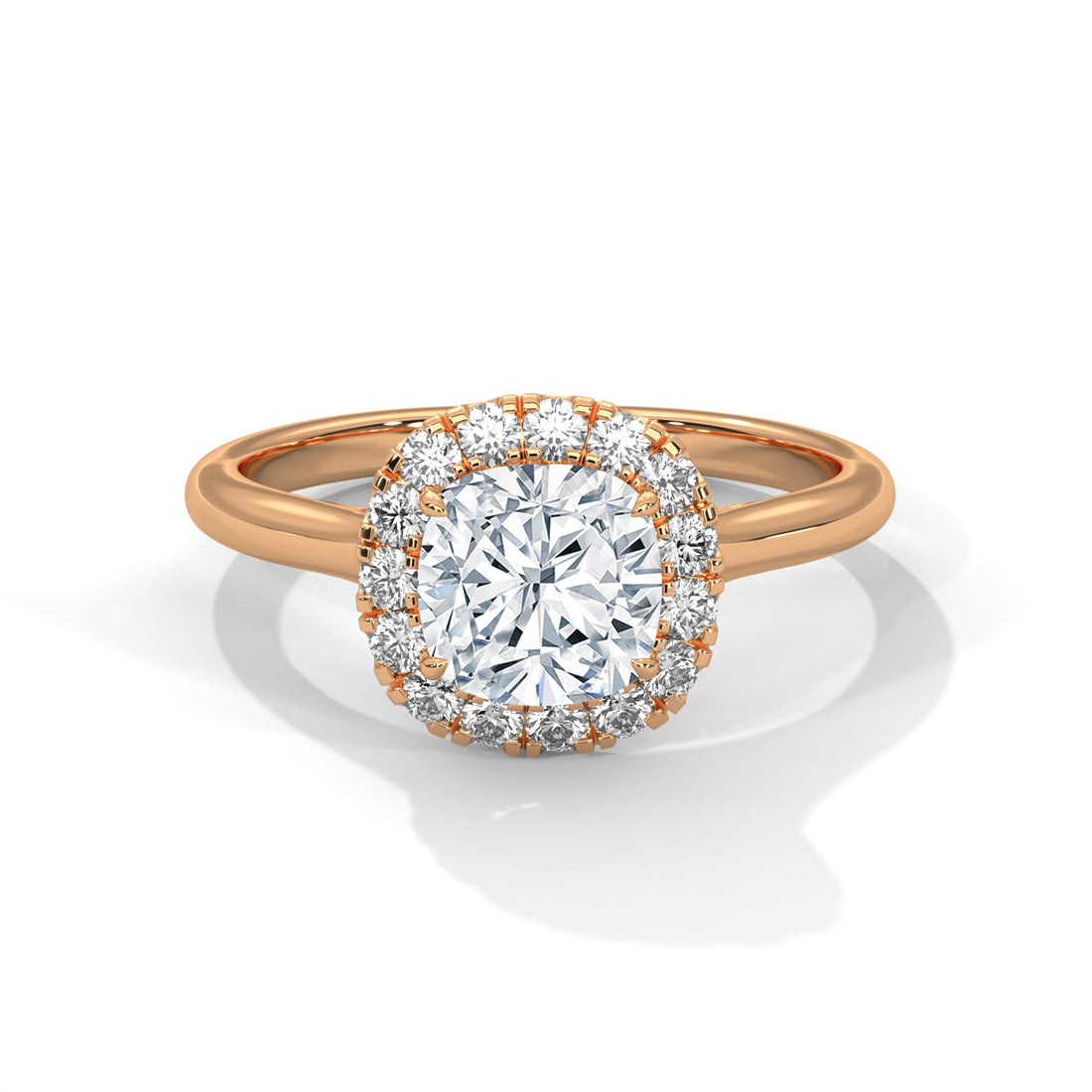 1.27 CT Cushion Cut Halo Solitaire Diamond Ring