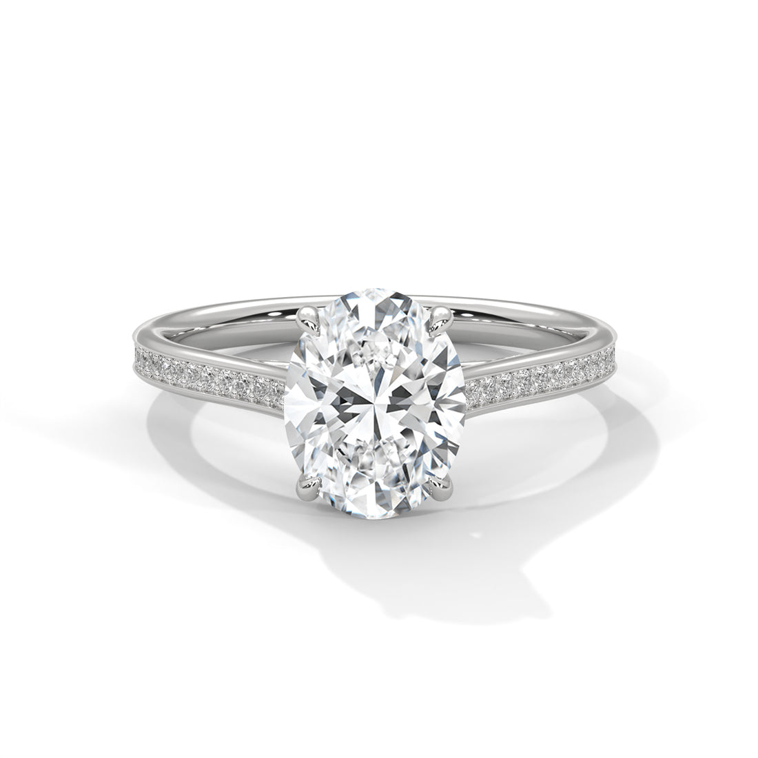 2.52 CT Oval Cut With Side Accents Solitaire Diamond Ring