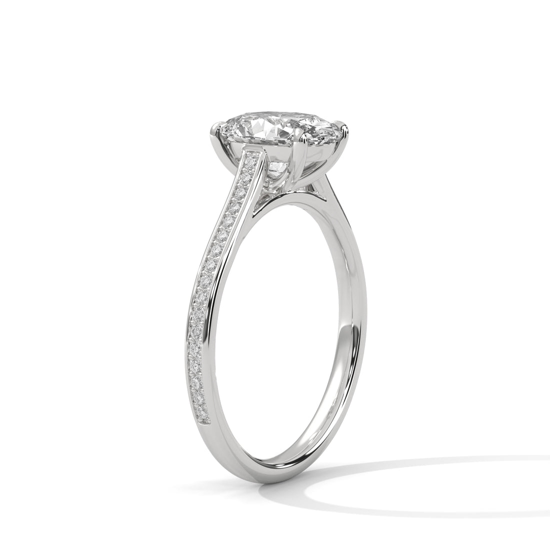 2.52 CT Oval Cut With Side Accents Solitaire Diamond Ring