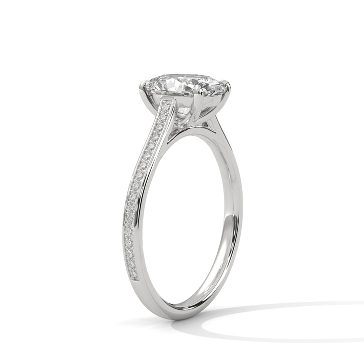 2.52 CT Oval Cut With Side Accents Solitaire Diamond Ring