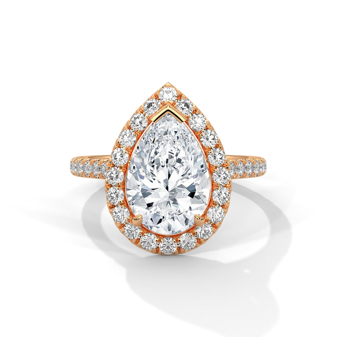 3.73 CT Pear Cut Halo Solitaire Diamond Ring