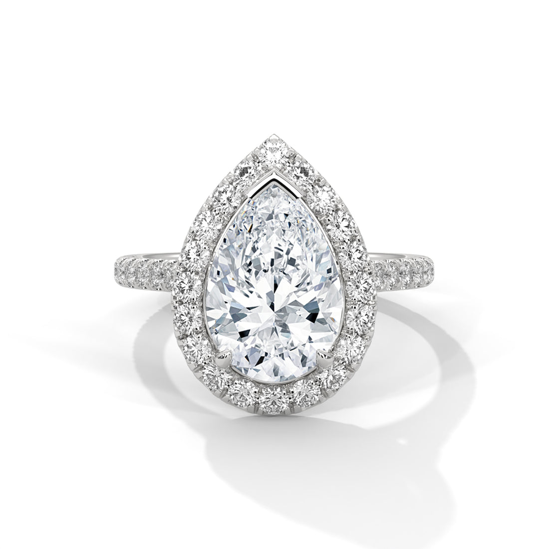 3.73 CT Pear Cut Halo Solitaire Diamond Ring