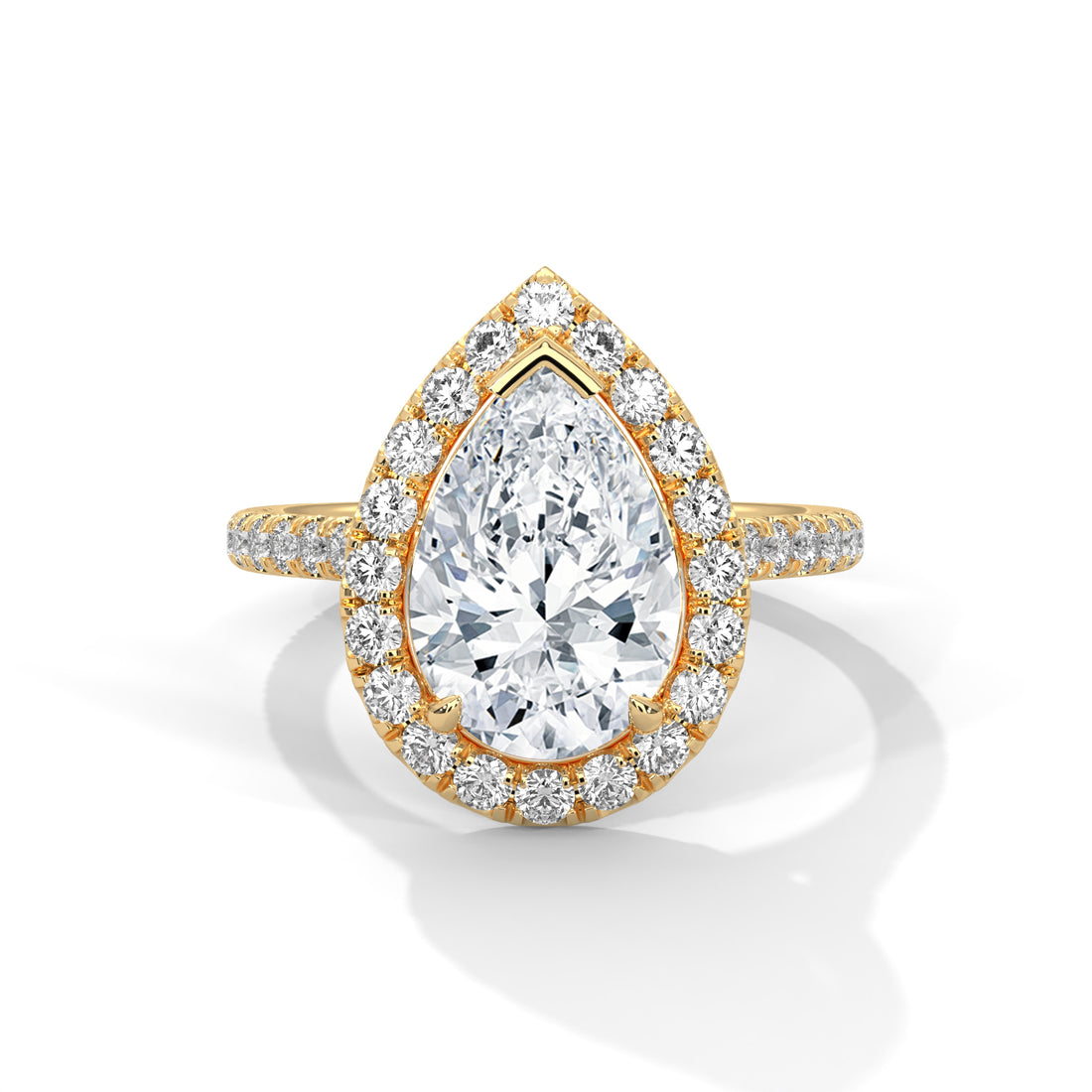 3.73 CT Pear Cut Halo Solitaire Diamond Ring