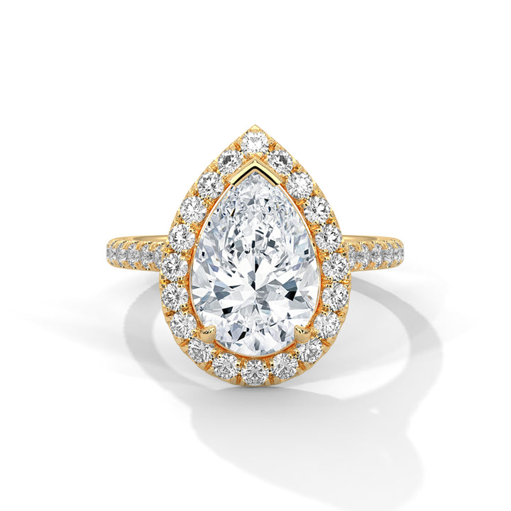 3.73 CT Pear Cut Halo Solitaire Diamond Ring