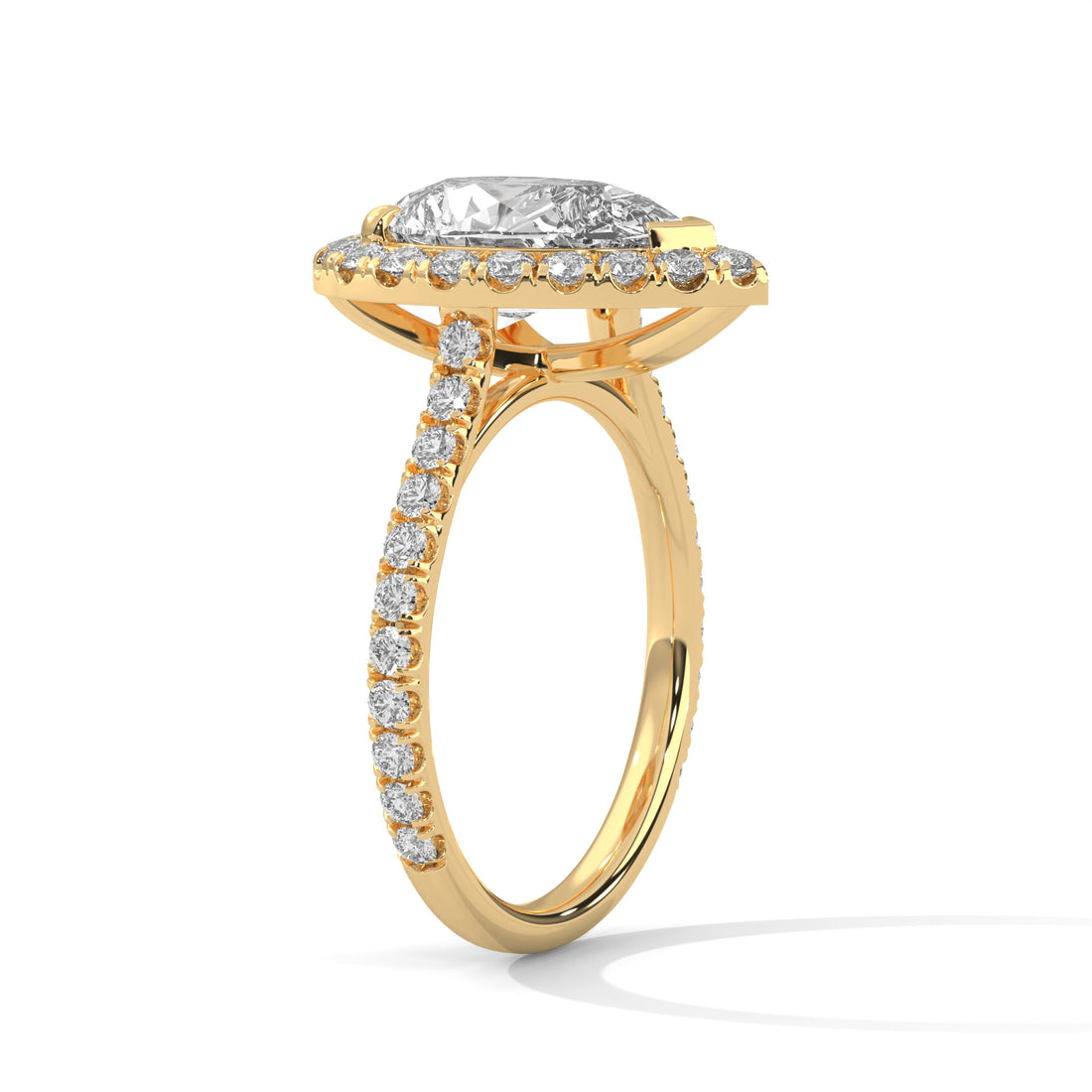 3.73 CT Pear Cut Halo Solitaire Diamond Ring