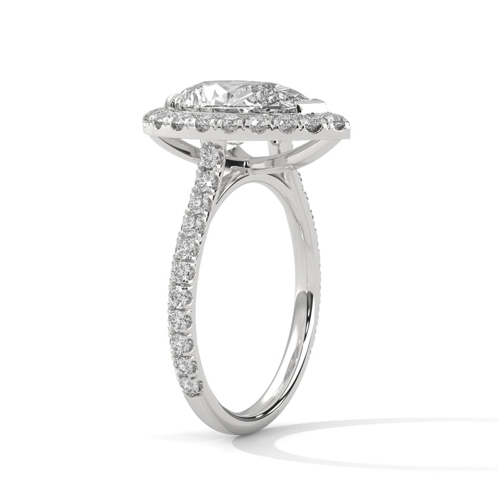 3.73 CT Pear Cut Halo Solitaire Diamond Ring
