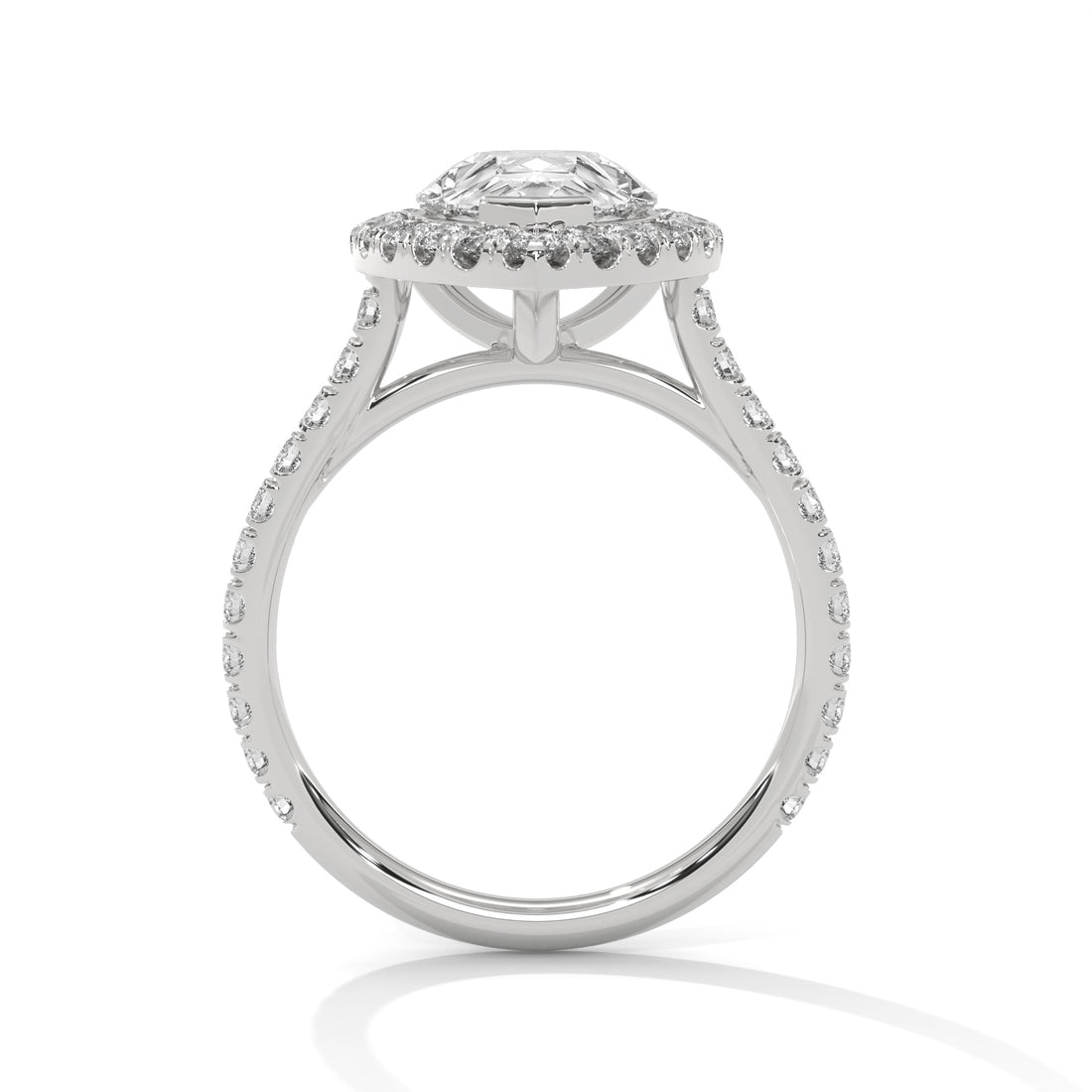 3.73 CT Pear Cut Halo Solitaire Diamond Ring