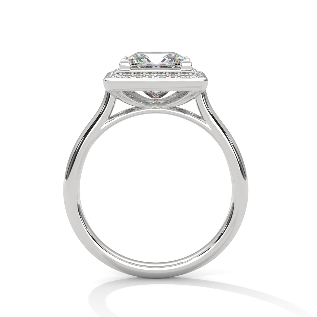 1.18 CT Princess Cut Halo Solitaire Diamond Ring