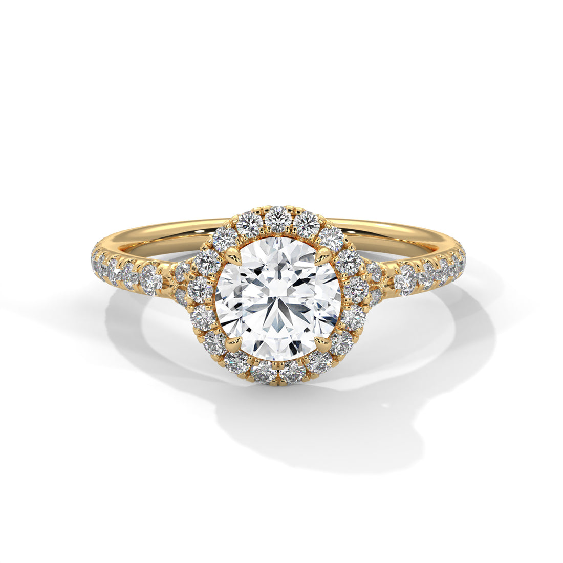 1.44 CT Round Cut Halo Solitaire Diamond Ring
