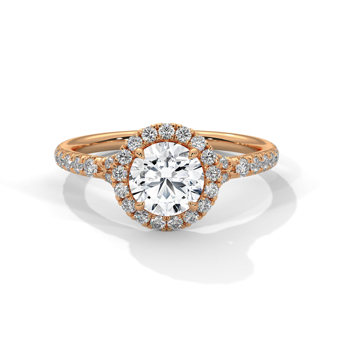 1.44 CT Round Cut Halo Solitaire Diamond Ring