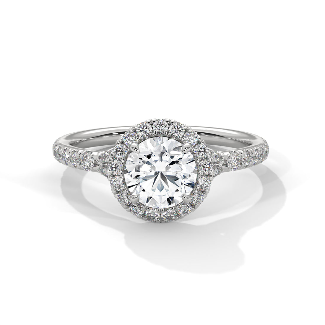 1.44 CT Round Cut Halo Solitaire Diamond Ring