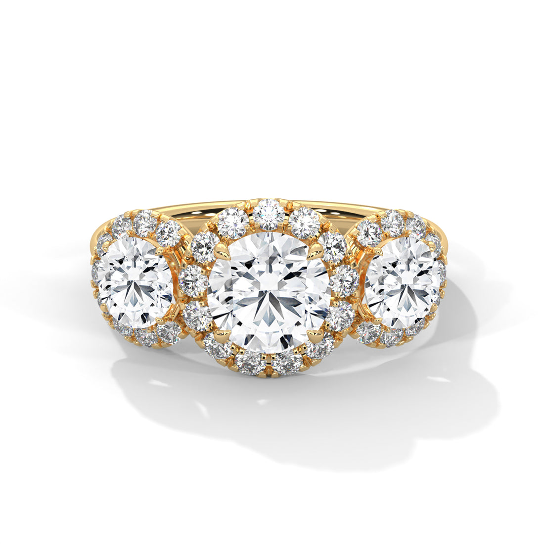 2.52 CT Three Stone Round Cut Engagement Diamond Ring