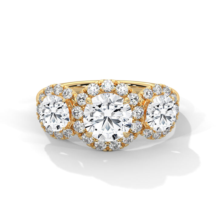 2.52 CT Three Stone Round Cut Engagement Diamond Ring
