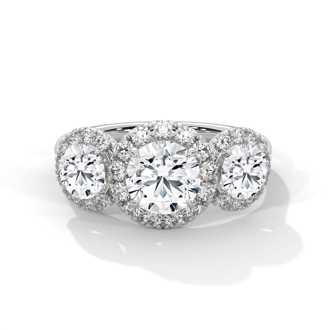 2.52 CT Three Stone Round Cut Engagement Diamond Ring