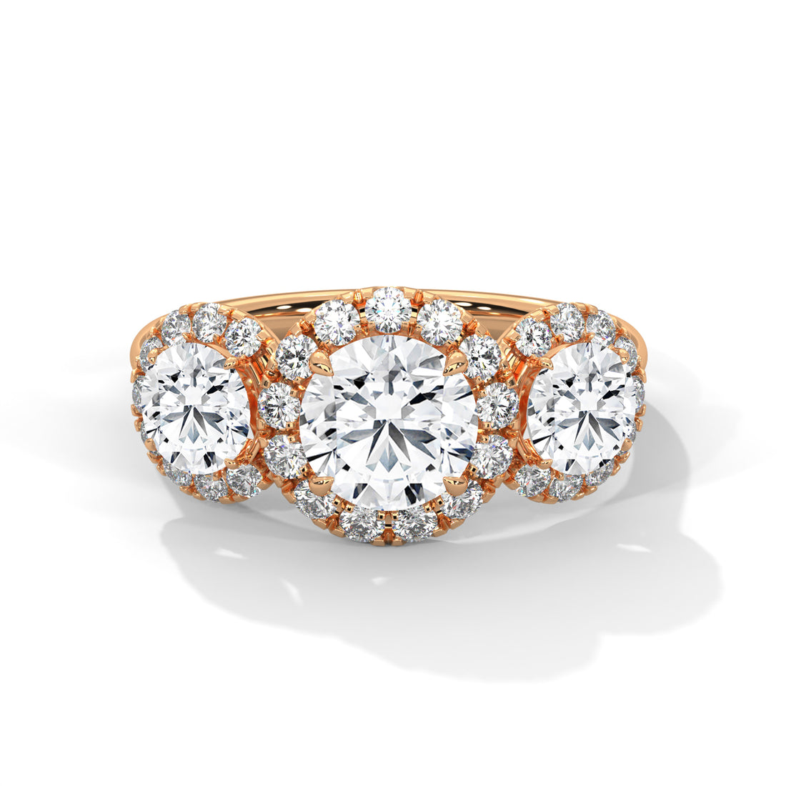 2.52 CT Three Stone Round Cut Engagement Diamond Ring