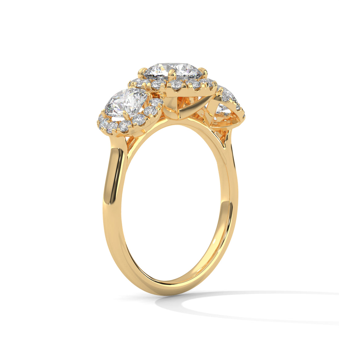 2.52 CT Three Stone Round Cut Engagement Diamond Ring