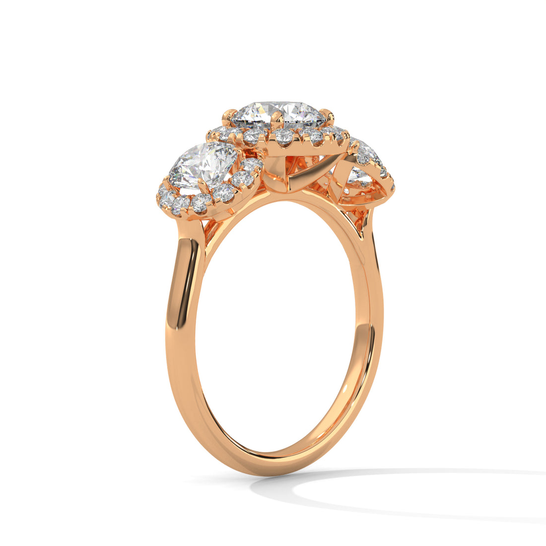 2.52 CT Three Stone Round Cut Engagement Diamond Ring