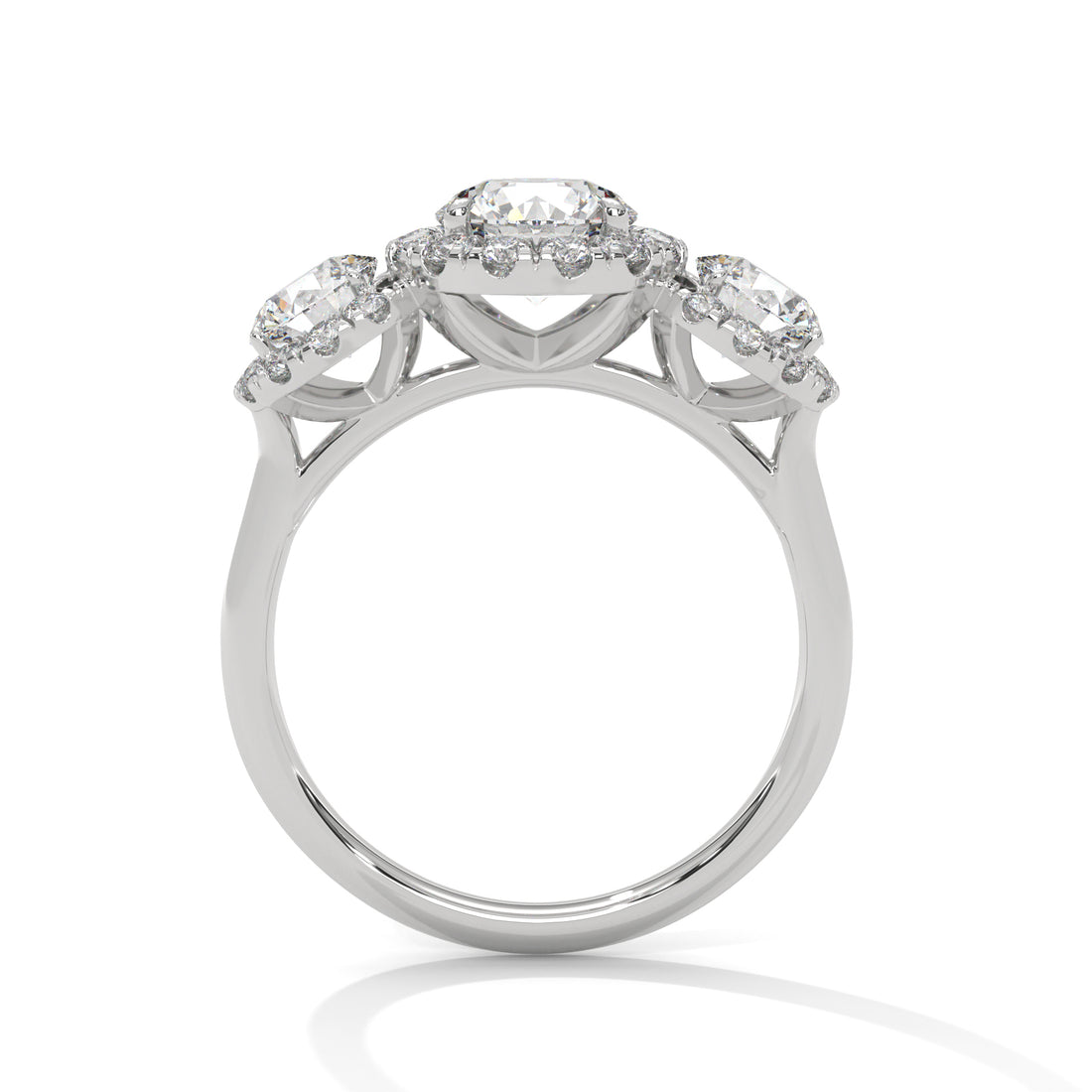 2.52 CT Three Stone Round Cut Engagement Diamond Ring